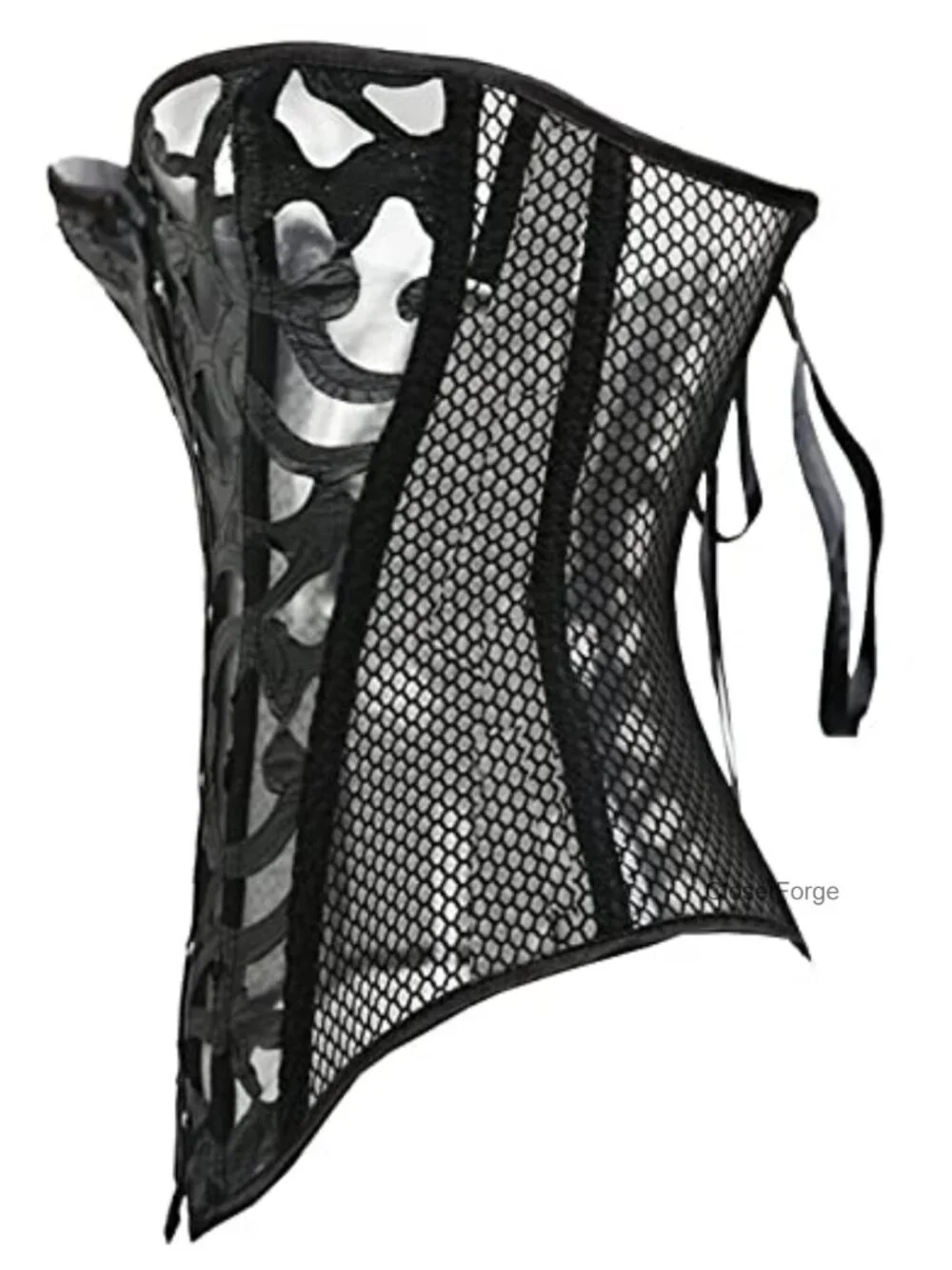 Satin Overbust Corset Lace-Up Bustier Shapewear Sweetheart Neckline Vintage